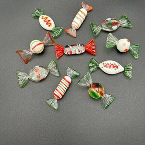Murano Style Glass Wrapped Candies in a Crystal  Holiday Dish